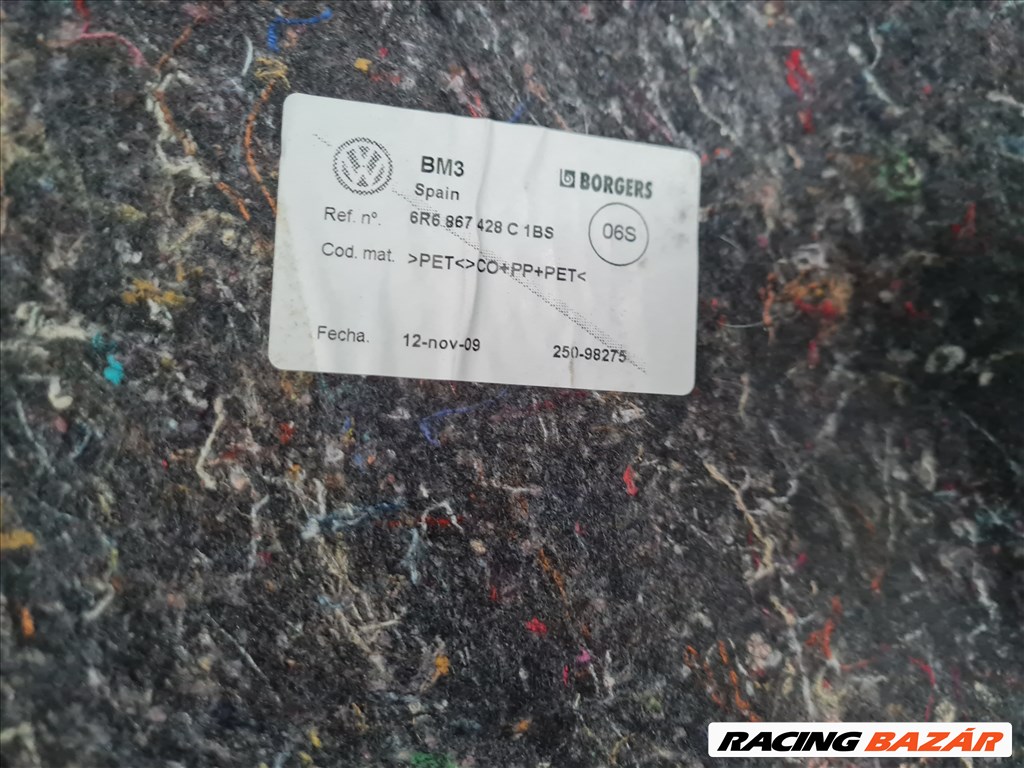 Volkswagen Polo V csomagtér jobb oldalkárpit 6R6 867 428 C  7. kép