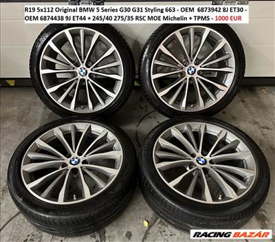 R19 5x112 Original BMW 5 Series G30 G31 Styling 663 + nyári gumik + Szenzorok 