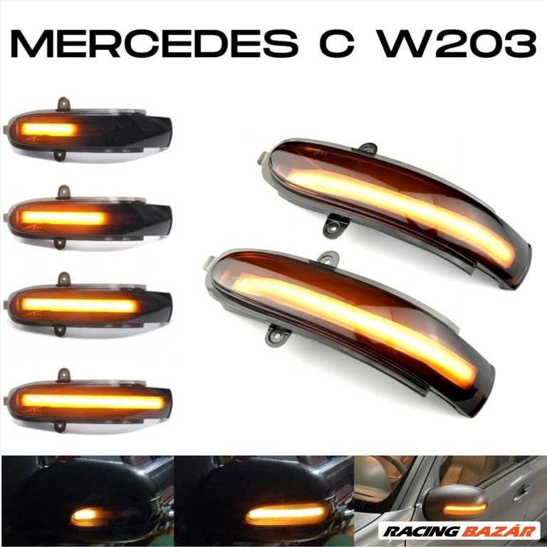 Mercedes C osztály W203 E osztály W211 dinamikus LED - LEDES Tükör Index futófényes tükörindex  A2038201521 A2038201321✔️ 1. kép