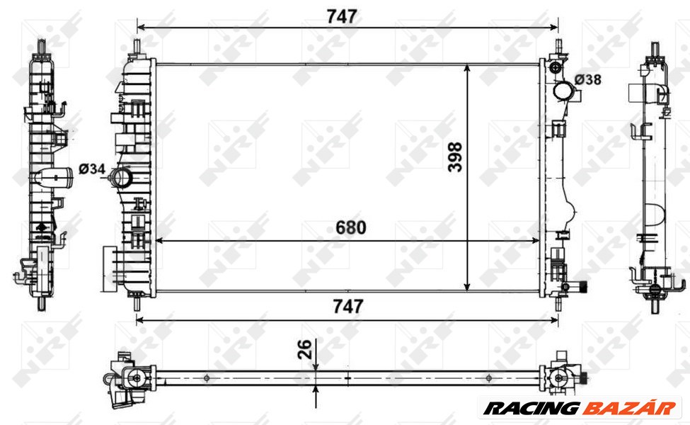 NRF 53774 Hűtőradiátor 1. kép