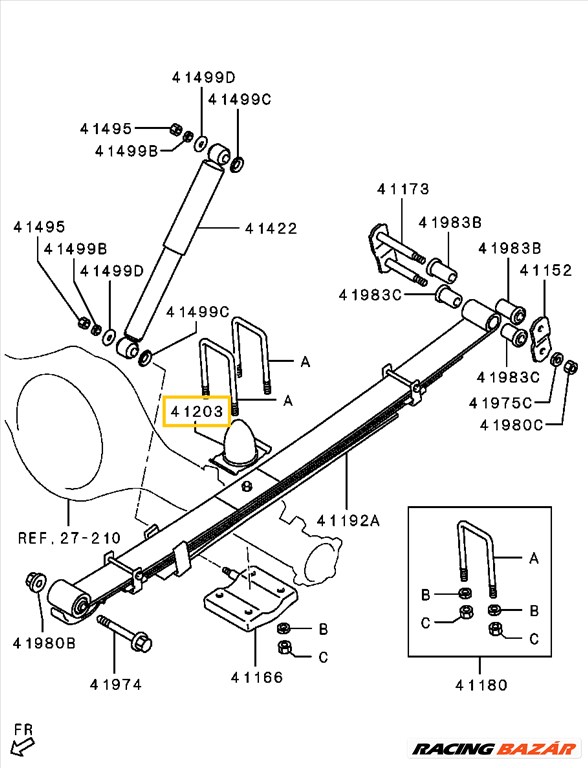 Mitsubishi L200 Laprugó Ütköző Gumibak mr992642 6. kép