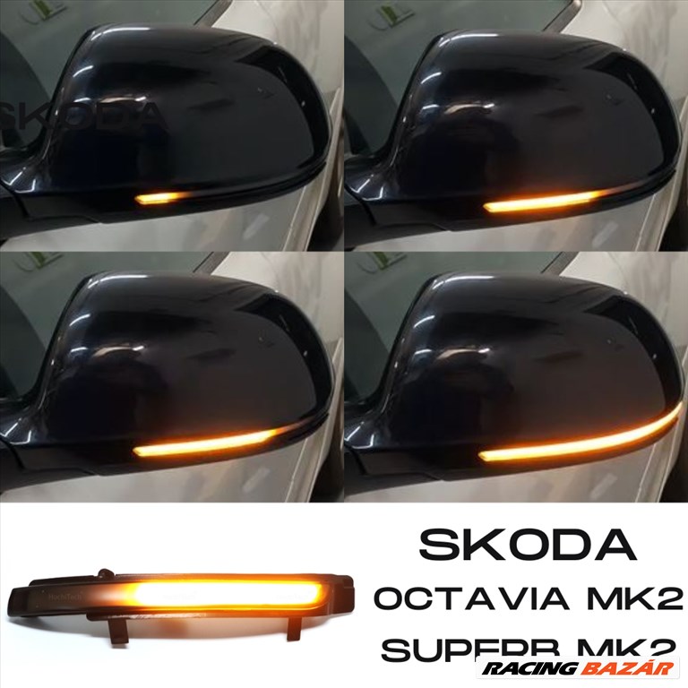 Skoda Octavia MK2 2 II 1Z3 1Z5 Superb 3T4 3T5 dinamikus LED - LEDES Tükör Index futófényes tükörindex 3T0949101 3T0949102✔️ 1. kép