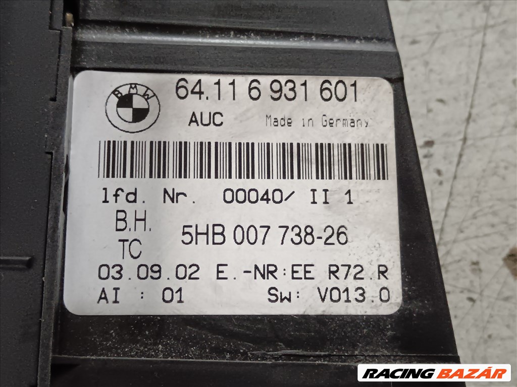BMW 3-as sorozat E46 fűtés/klima kapcsoló 64116931601 3. kép