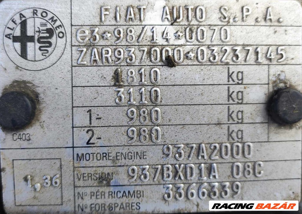 2004 Alfa Romeo 147 1.9 JTD, manuális -  balkormányos jármű ÉRKEZETT bontási céllal! 4. kép