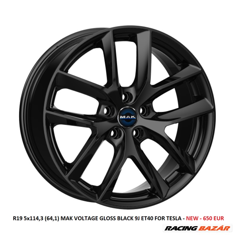 R19 5x114,3 (64,1) MAK Voltage Gloss Black 8.5J ET40 Tesla Új Alufelnik 1. kép