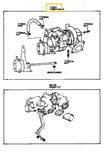 17201-54030 Toyota Land Cruiser Turbófeltöltő CT20W 63KW/86HP LJ 2.4D 2LT 1985-1989 6. kép