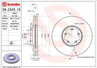 BREMBO 09.C243.10 - féktárcsa FORD