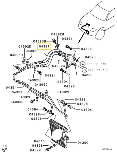 Mitsubishi L200 Motorolajhűtő Nyomócső MN135715 3. kép