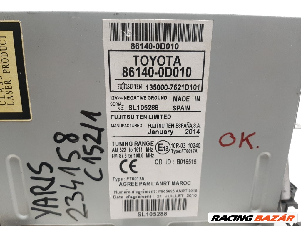 Toyota Yaris (XP130) Cd Rádió 861400D010 4. kép
