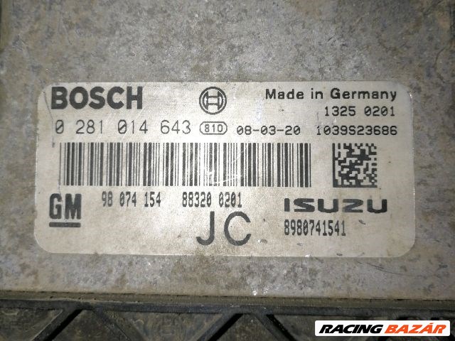 Opel Astra H 1.7 CDTI motorvezérlő 89324" 0281014643 3. kép