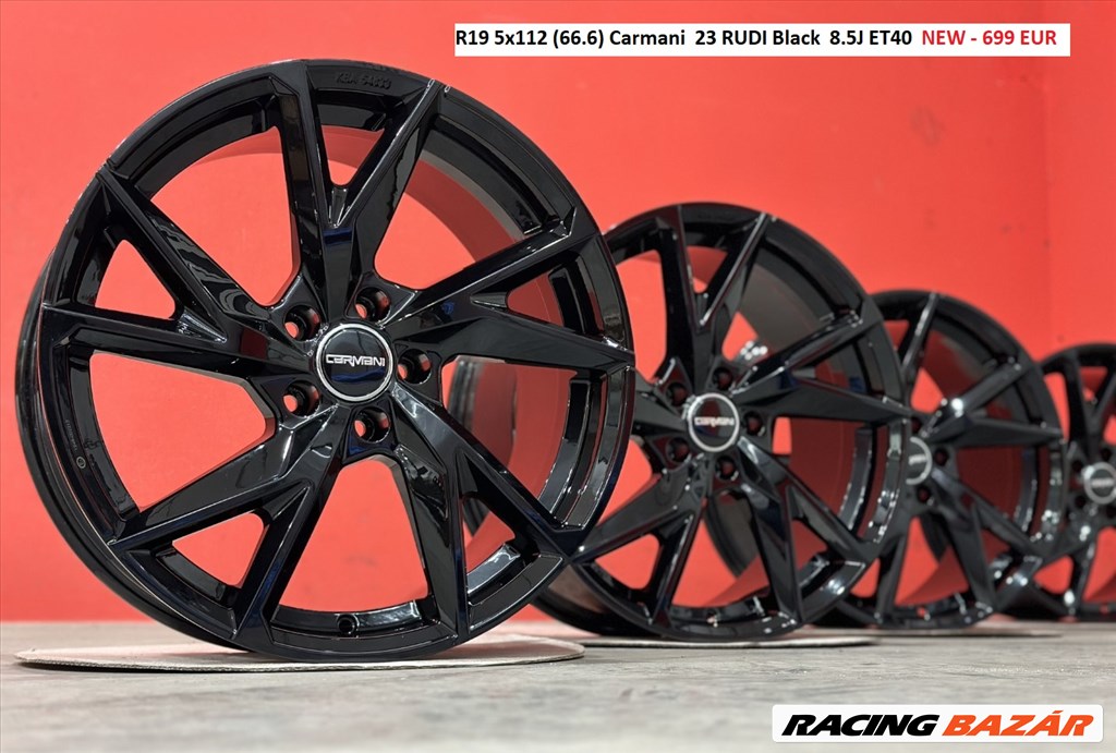 R19 5x112 (66.6) Carmani  23 RUDI Black  8.5J ET40  új alufelni szett 1. kép