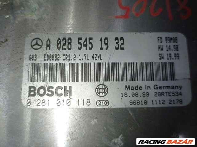 Mercedes A 170 CDI motorvezérlő "123227" a0285451932 0281010118 3. kép