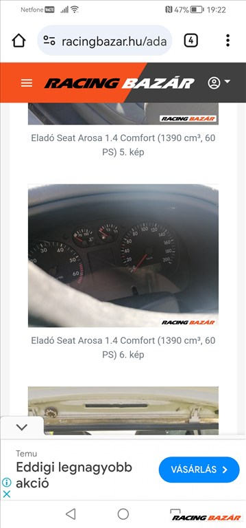 Eladó Seat Arosa 1.4 Comfort (1390 cm³, 60 PS) 7. kép