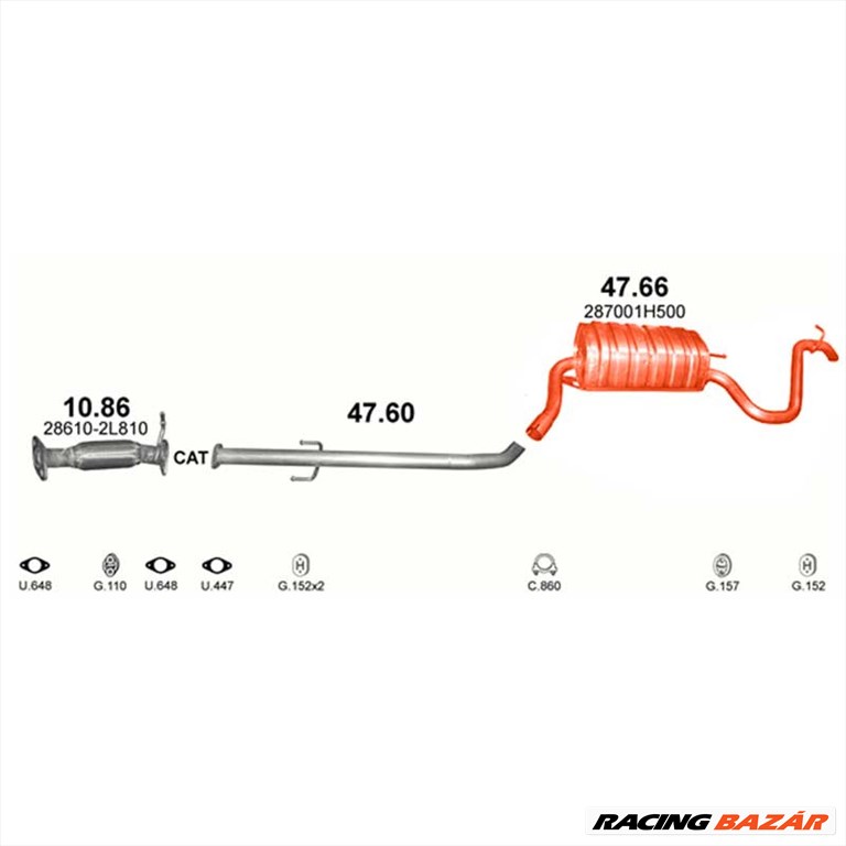 Polmo 47-66 hátsó kipufogó dob - KIA Cee&#039;D (ED) 2. kép