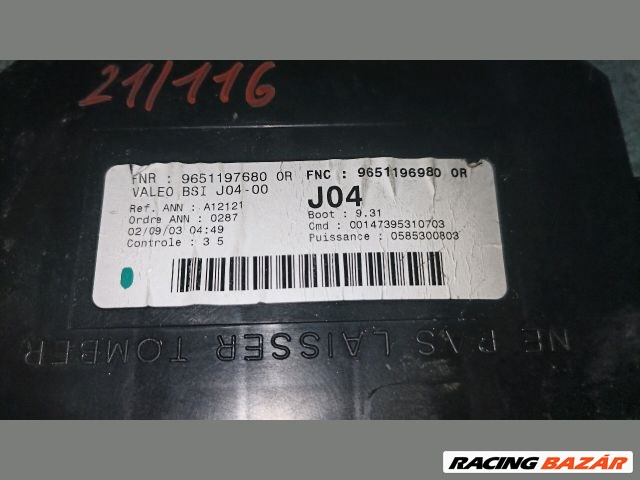 Peugeot 307 utastér biztosítéktábla "112020" a12121 9651196980 4. kép