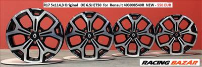 R17 5x114,3 Original   OE 6.5J ET50  for  Renault 403008540R   új Alufelnik
