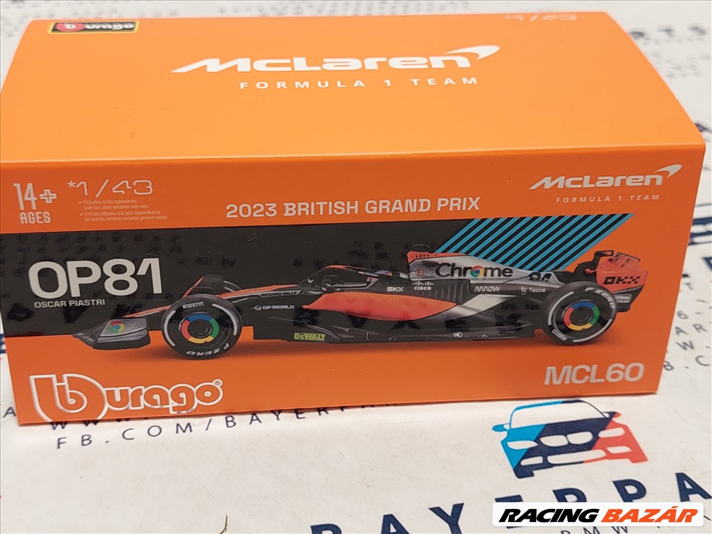 McLaren MCL60 F1 #81 (2023) - British GP 4th - Oscar Piastri - PILÓTÁVAL - 1:43 modellautó (m01484) 5. kép