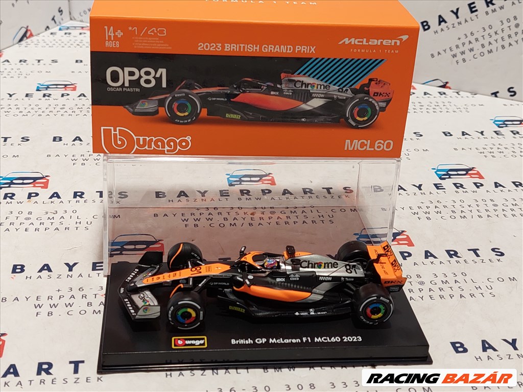 McLaren MCL60 F1 #81 (2023) - British GP 4th - Oscar Piastri - PILÓTÁVAL - 1:43 modellautó (m01484) 1. kép