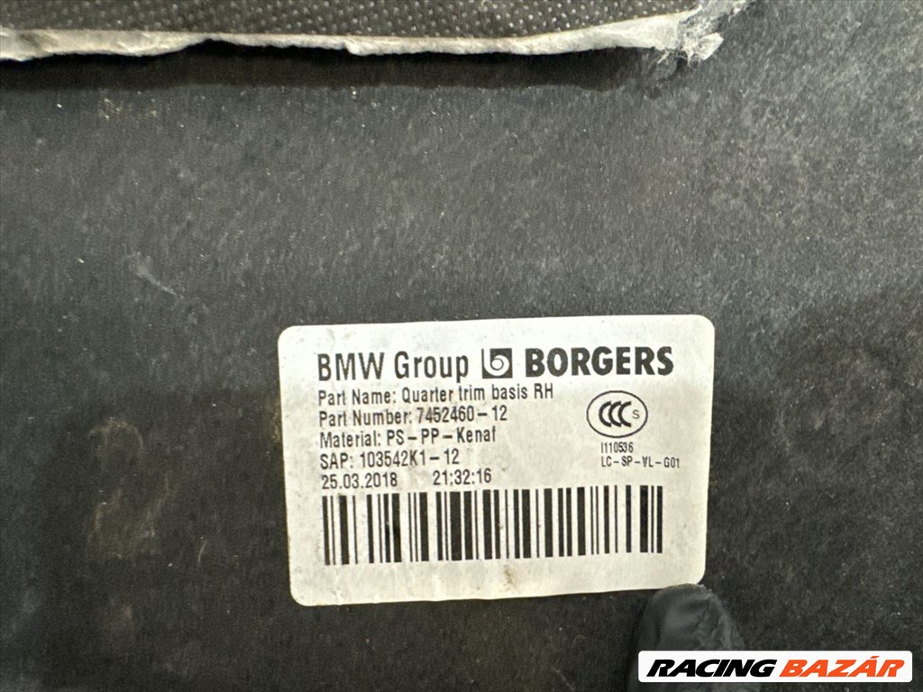BMW X3 G01 bal oldali csomagtér kárpit   7452460 2. kép