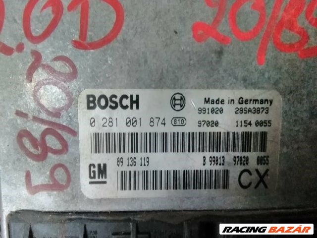 Opel Vectra B 2.0 DTI 16V motorvezérlő "72631"  24418928 0281001874 3. kép