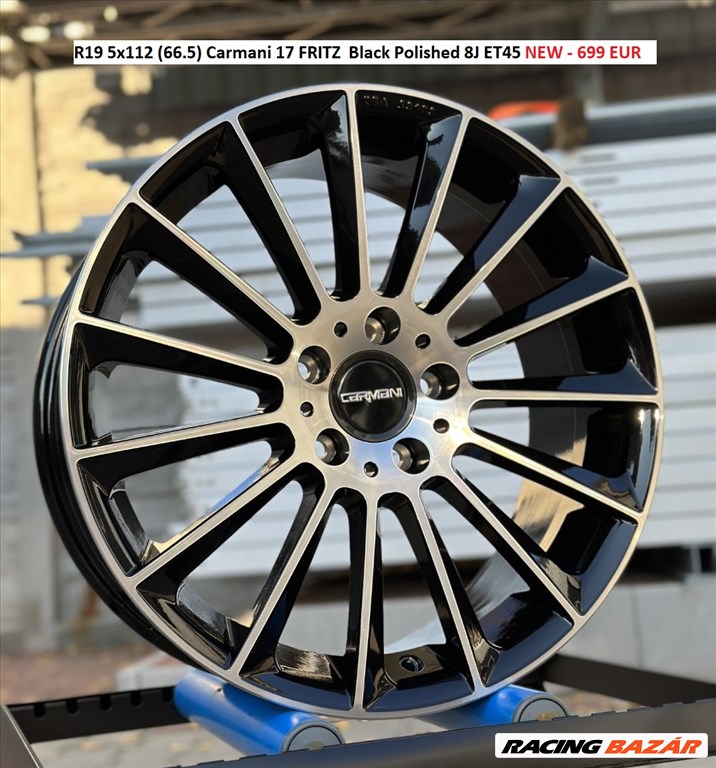 R19 5x112 (66.5) Carmani 17 FRITZ  Black Polished 8J ET45 új alufelnik 19"  1. kép