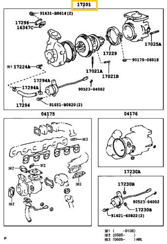 17201-17040 Toyota Land Cruiser Turbó CT26 150KW/204LE HDJ 4.2D 1HDFTE 1998-2007 5. kép