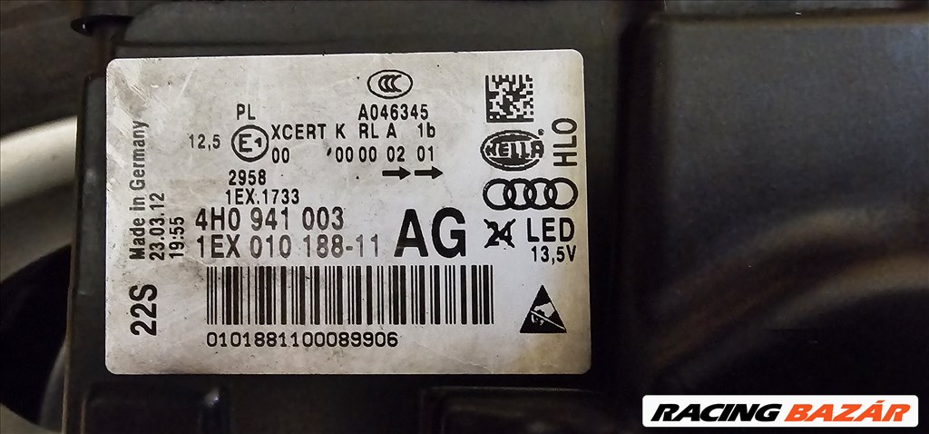 Audi A8 lámpa/ fényszóró 4H0941003 1ex010188611 2. kép