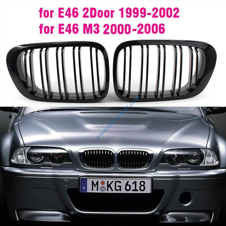 BMW E46 facelift coupe, cabrio fényes fekete hűtőrács / vese 2002-2005 1. kép