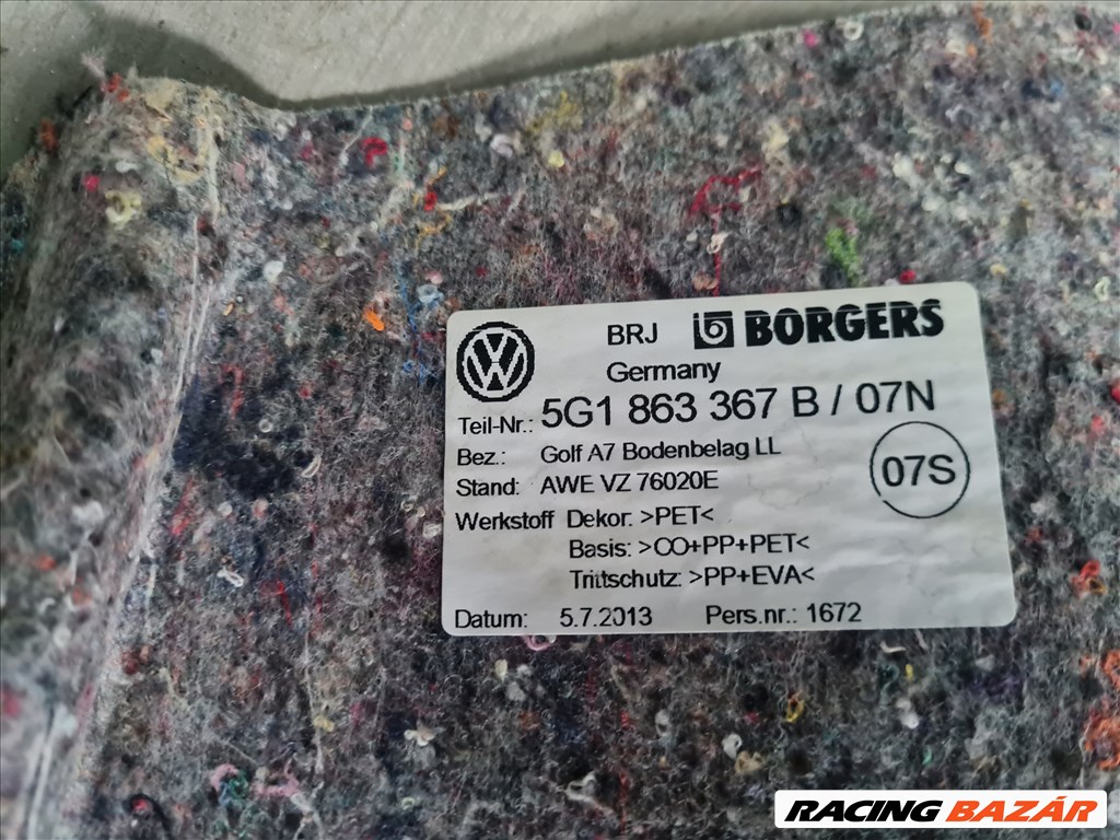 Volkswagen Golf VII padlószőnyeg 5G1 863 367 B 8. kép