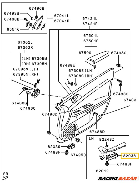 Mitsubishi Lancer Vezetőoldali Ablakemelő Kapcsoló 8608a068 5. kép
