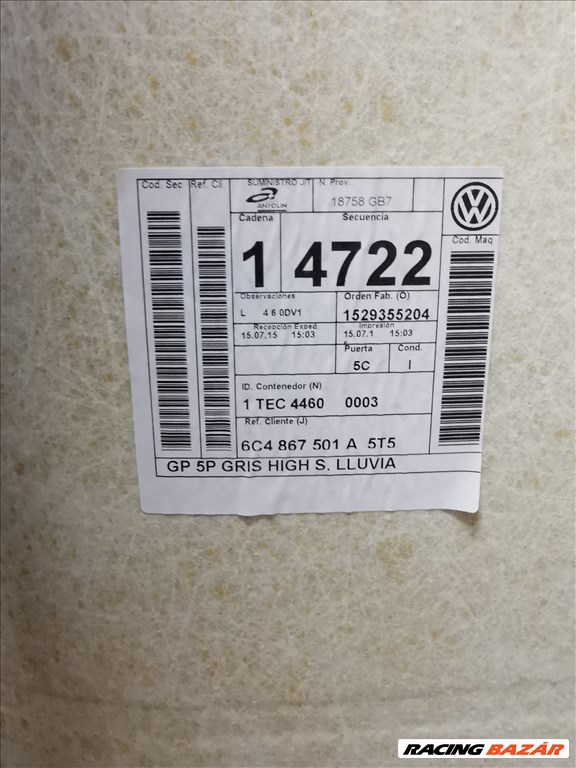 Volkswagen Polo V Tetőkárpit 5a 6c4867501a 4. kép