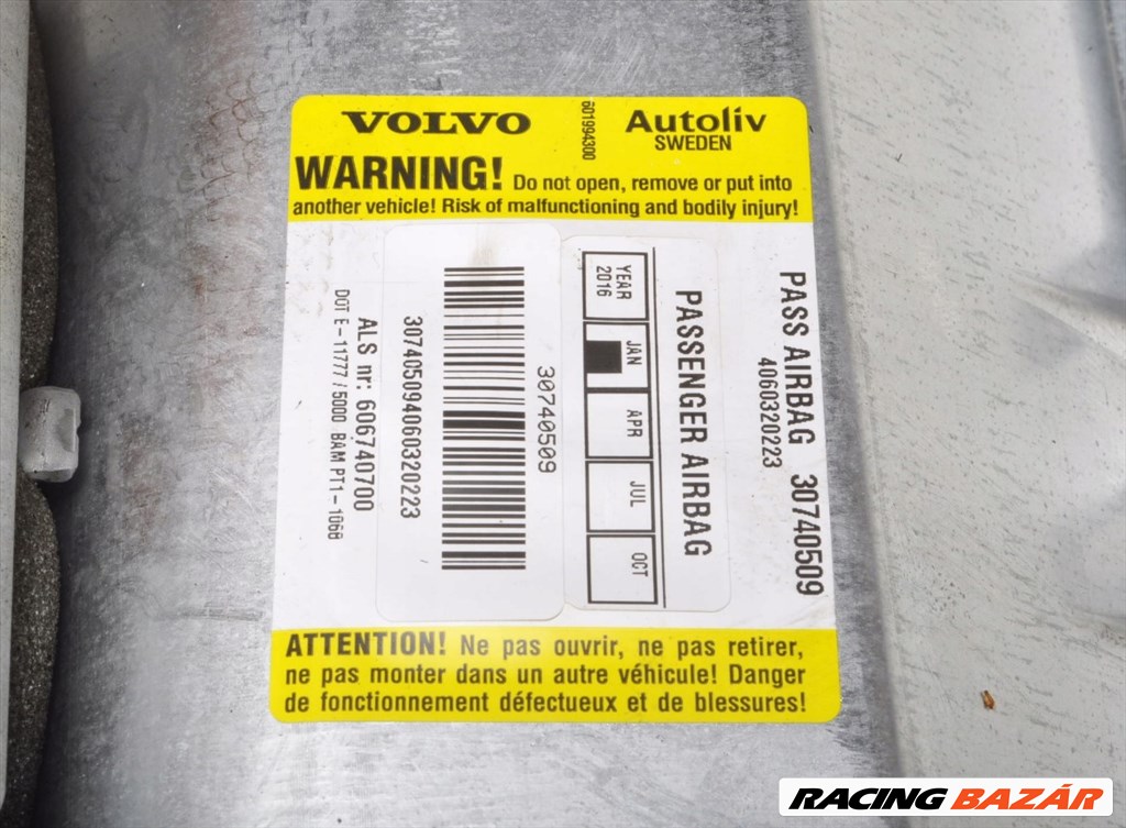 Volvo S60, Volvo V70 utasoldali légzsák  30740509 4. kép