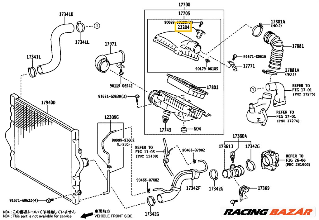 BONTOTT Toyota Land Cruiser Légtömegmérő 2220430030 4. kép