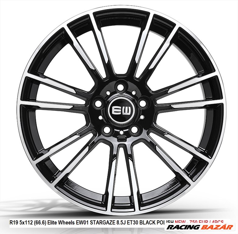 R19 5x112 (66.6) Elite Wheels EW01 STARGAZE 8.5J ET30 BLACK POLISH  új bmw alufelnik 1. kép