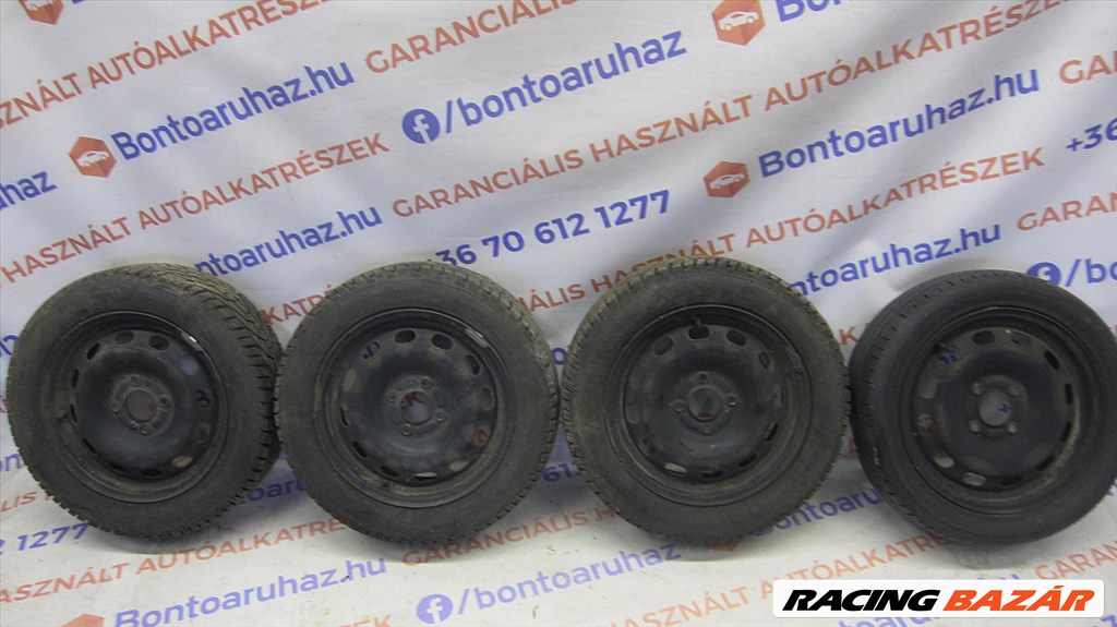 Ford Fiesta MK6 4x108 as 15 col lemezfelni 3 db újszerű téligumival  1. kép