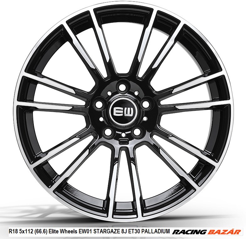 R18 5x112 (66.6) Elite Wheels EW01 STARGAZE 8J ET30  BLACK POLISH - bmw alufelnik 18"  1. kép