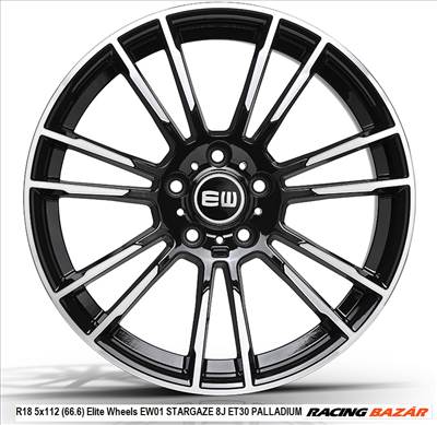R18 5x112 (66.6) Elite Wheels EW01 STARGAZE 8J ET30  BLACK POLISH - bmw alufelnik 18" 