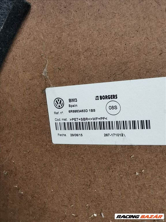 Volkswagen Polo V Csomagtér alsó kárpit  6r6863463d 2. kép