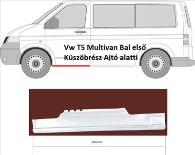Vw T5 Multivan Bal első Küszöbrész Ajtó alatti 