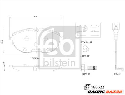 FEBI BILSTEIN 180622 - fékbetétkészlet, tárcsafék VW