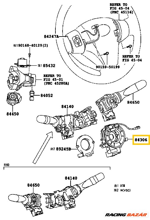 Toyota Yaris Légzsák Átvezető Szalag 8430652100 843060h010 9. kép