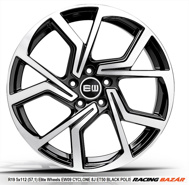 R19 5x112 (57,1) Elite Wheels EW09 CYCLONE 8J ET50 BLACK POLISH  új felnik, alufelnik 19"  1. kép