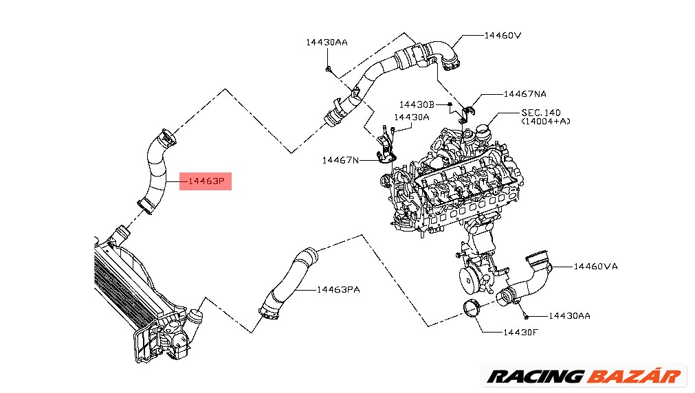 Renault Alaskan U3M 2.3 dCi Intercooler Turbó Cső 144634ja0c 144634ja1c 6. kép