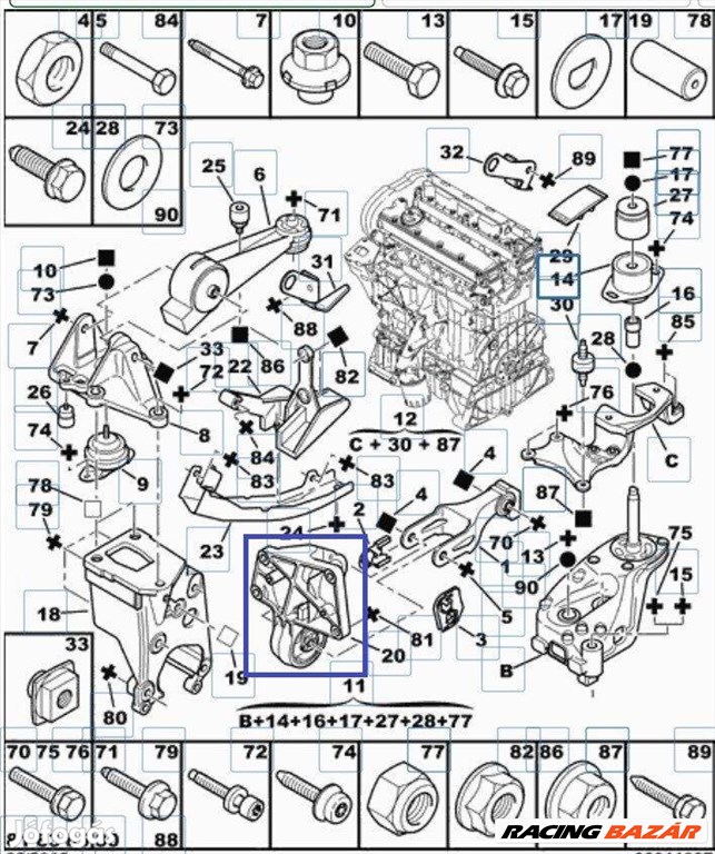 Citroën C5 I 2.0 16V Citroen C5 I. tartó, motorfelfüggesztés 1807n2 180933 2. kép