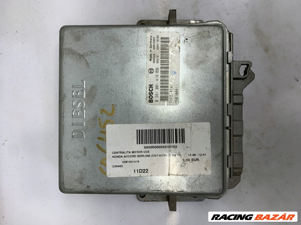 Honda Accord (5th gen) motorvezérlő  msb100411 0281001419 1. kép