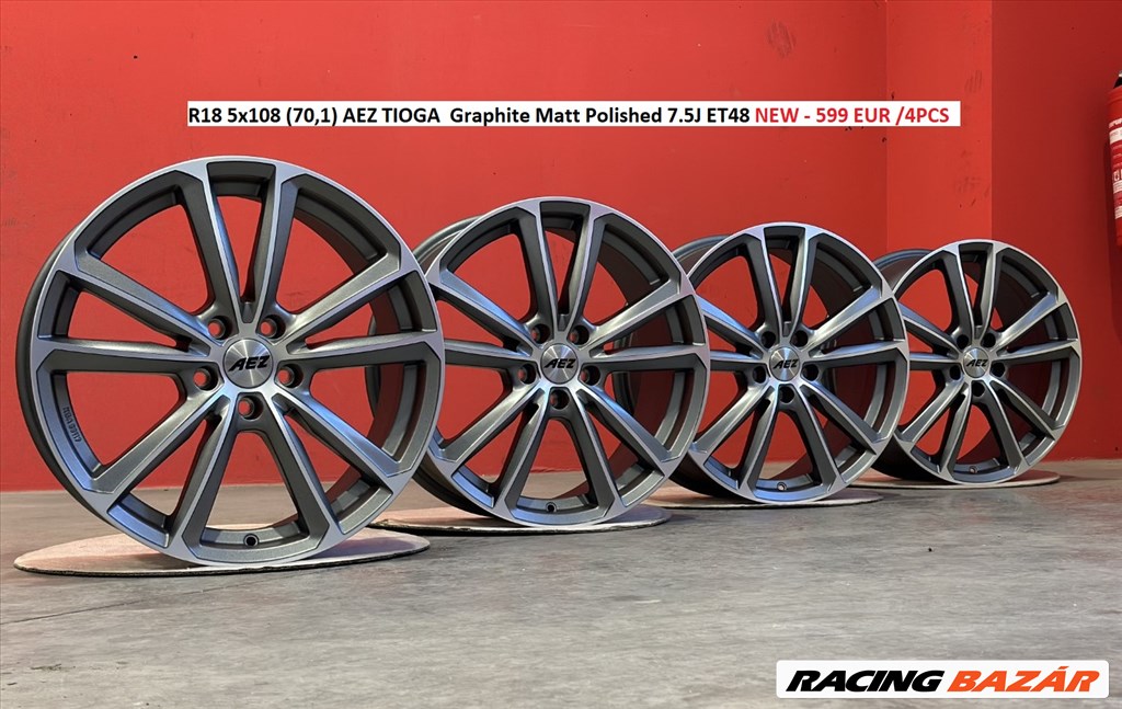 R18 5x108 (70,1) AEZ TIOGA  Graphite Matt Polished 7.5J ET48 új alufelnik, felnik 1. kép