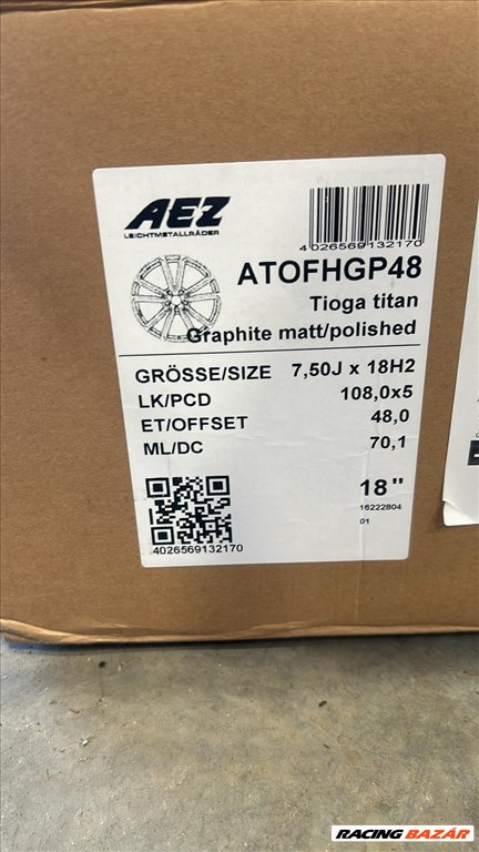 R18 5x108 (70,1) AEZ TIOGA  Graphite Matt Polished 7.5J ET48 új alufelnik, felnik 4. kép