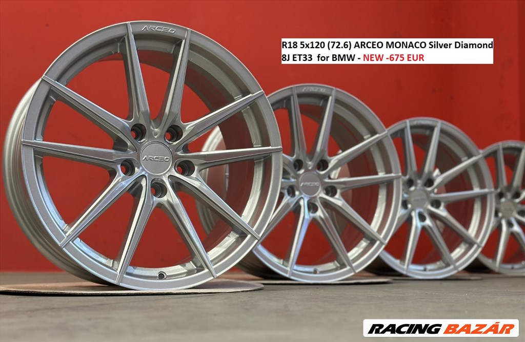 R18 5x120 (72.6) ARCEO MONACO Silver Diamond 8J ET33  for BMW - 1. kép