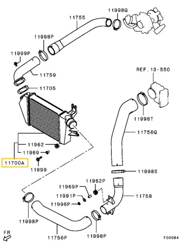 MN135001 Bontott Mitsubishi L200 Töltőlevegő Hűtő 2005-2019 7. kép