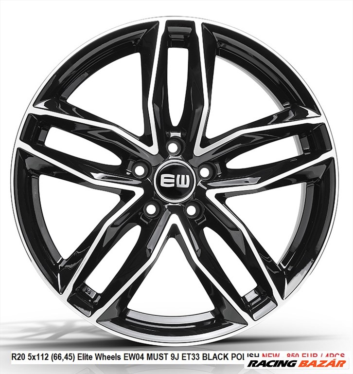 R20 5x112 (66,45) Elite Wheels EW04 MUST 9J ET33 Black polish új alufelnik 20" 1. kép